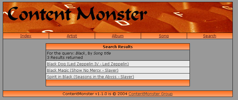 Some search results