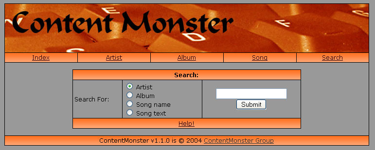 The search page