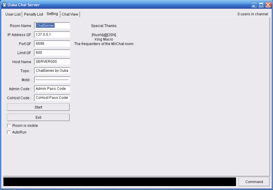 Ouka ChatServer Version 4.40b Modified Styles Image When Is Runing.